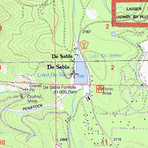 Topographic Map of Lake De Sabla, CA