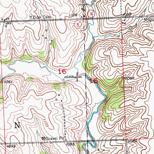 Topographic Map of Sylvesters Creek, WI