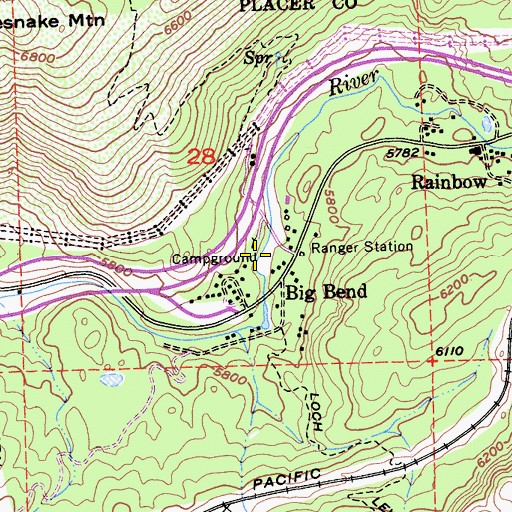 Topographic Map of Big Bend Campground, CA