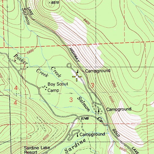 Topographic Map of Salmon Creek Campground, CA