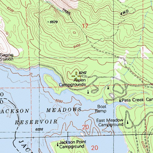 Topographic Map of Aspen Group Campgrounds, CA