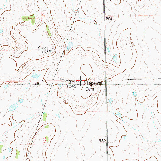 Topographic Map of Hopewell Cemetery, OK
