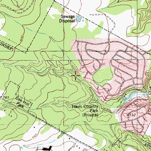 Topographic Map of North Fork Sycamore Creek, TX