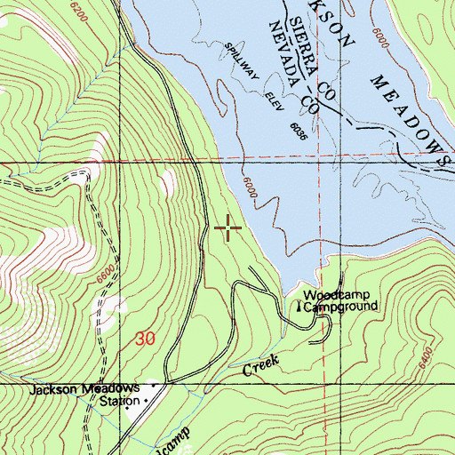 Topographic Map of Woodcamp Picnic Area, CA