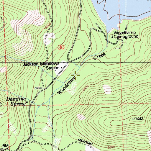 Topographic Map of Woodcamp Creek Interpretive Trail, CA