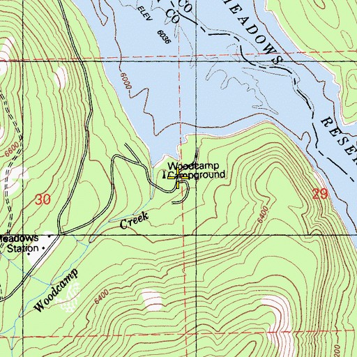 Topographic Map of Woodcamp Campground, CA