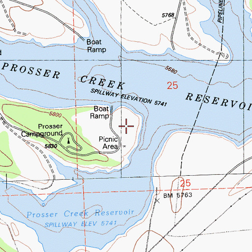 Topographic Map of Prosser Ranch Group Campground, CA