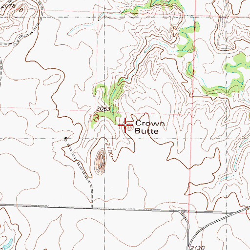 Topographic Map of Crown Butte, ND