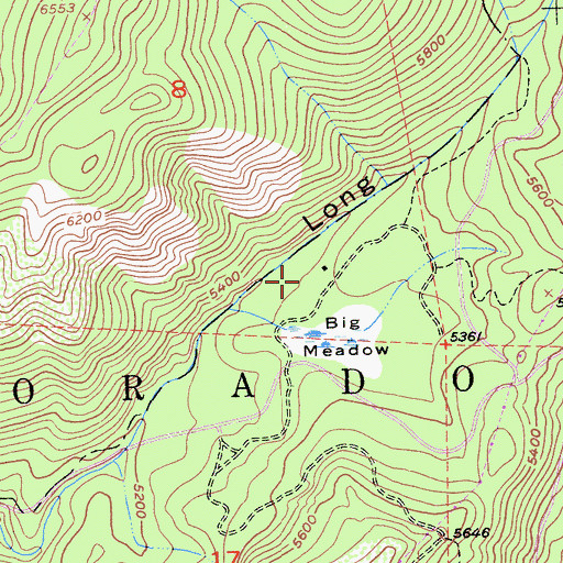 Topographic Map of Big Meadows Campground, CA