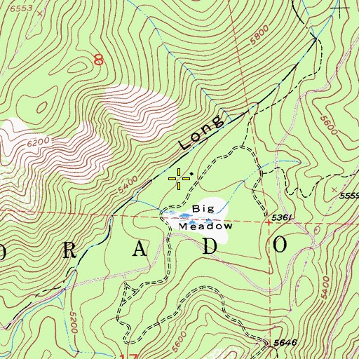 Topographic Map of Big Meadows Campground, CA