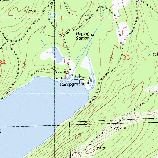 Topographic Map of Independence Lake Campground, CA