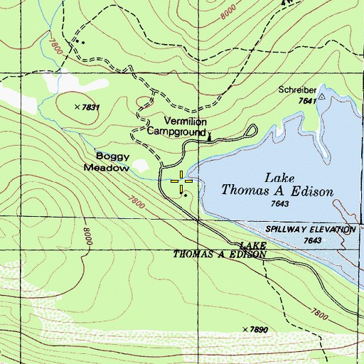 Topographic Map of Vermillion Valley Resort, CA
