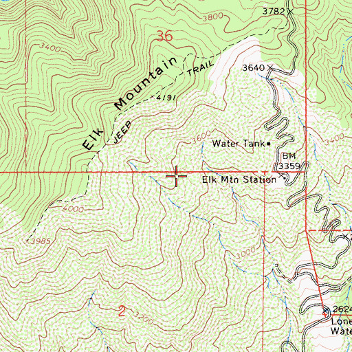Topographic Map of Elk Mountain Scenic Viewpoint, CA