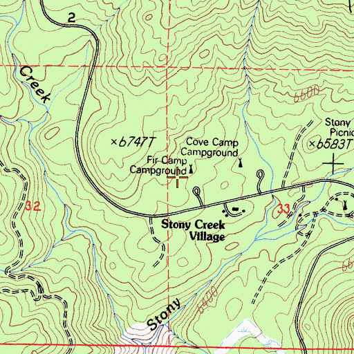 Topographic Map of Fir Camp Campground, CA