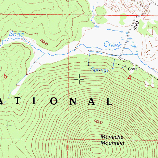 Topographic Map of Monache Station, CA