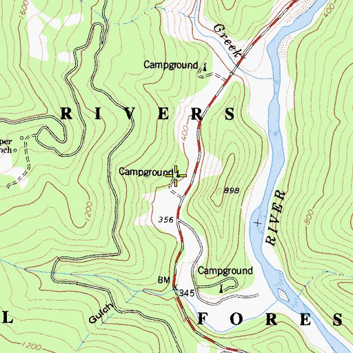 Topographic Map of Aikens Creek Campground, CA