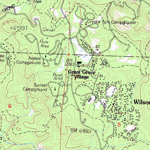 Topographic Map of Grant Grove Ranger Station, CA