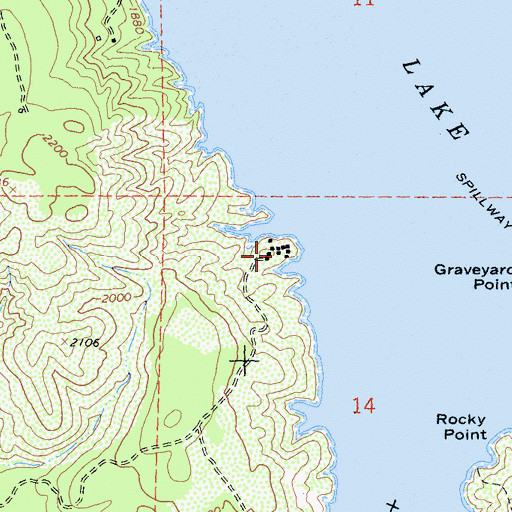Topographic Map of Lake Pillsbury Resort, CA