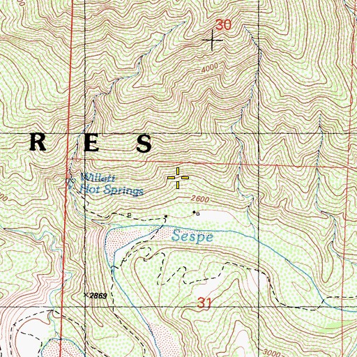 Topographic Map of Willet, CA