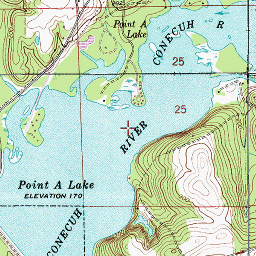 Topographic Map of Point A Lake, AL