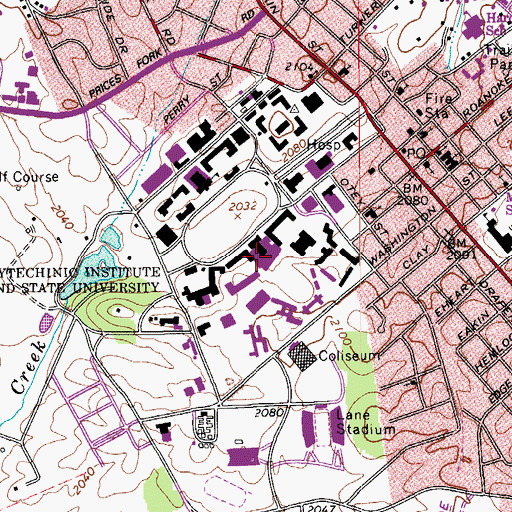 Topographic Map of Campbell Hall - East Wing, VA