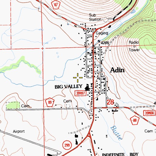 Topographic Map of Adin station, CA