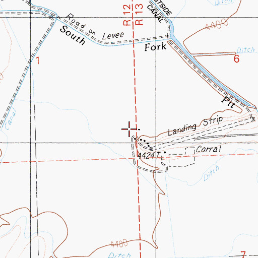Topographic Map of D Flourney, CA