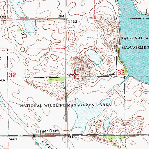 Topographic Map of Barnes County Waterfowl Production Area, ND
