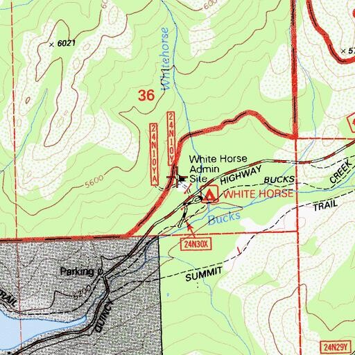 Topographic Map of White Horse Administration Site, CA