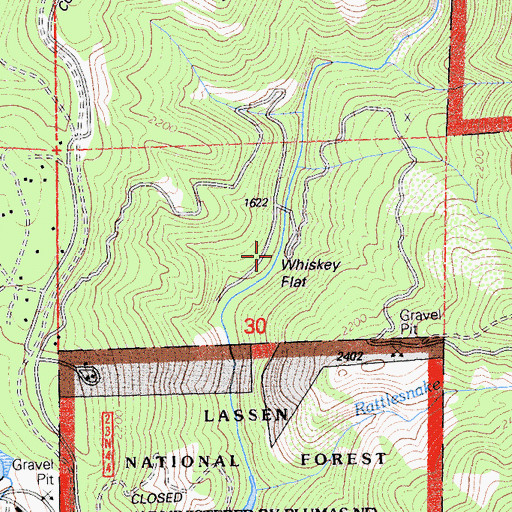 Topographic Map of Whiskey Flat, CA