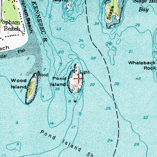 Topographic Map of Pond Island National Wildlife Refuge, ME