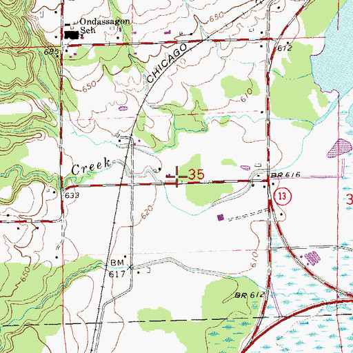 Topographic Map of Whittlesey Creek National Wildlife Refuge, WI