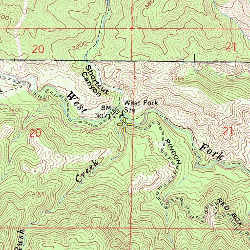 Topographic Map of West Fork Camp Picnic Area, CA