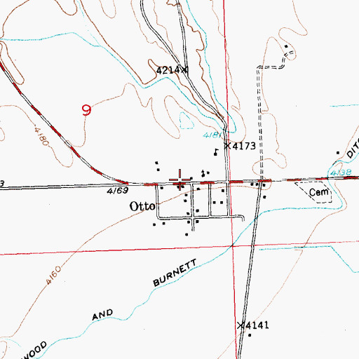 Topographic Map of Otto Post Office, WY