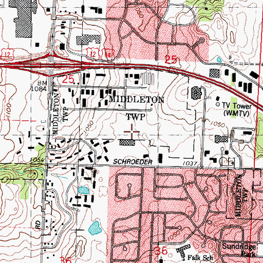 Topographic Map of Madison Post Office Westside Station, WI