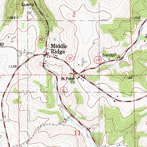 Topographic Map of Saint Peter's Cemetery, WI