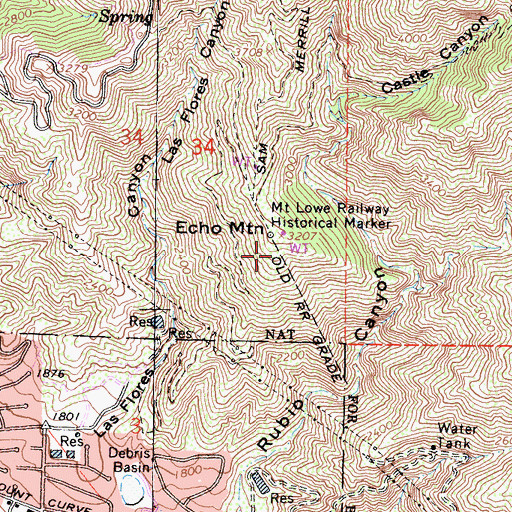 Topographic Map of Echo Mountain Picnic Area, CA