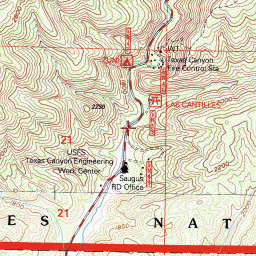 Topographic Map of Las Cantilles Picnic Area, CA