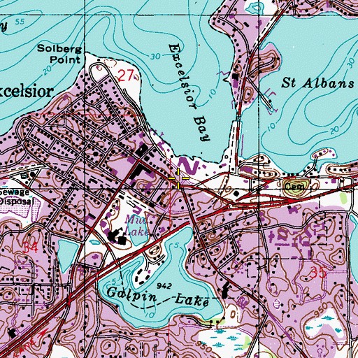 Topographic Map of Excelsior Post Office, MN