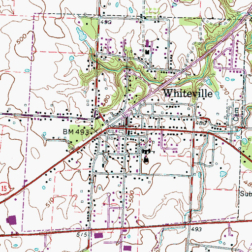 Topographic Map of Whiteville Police Department, TN