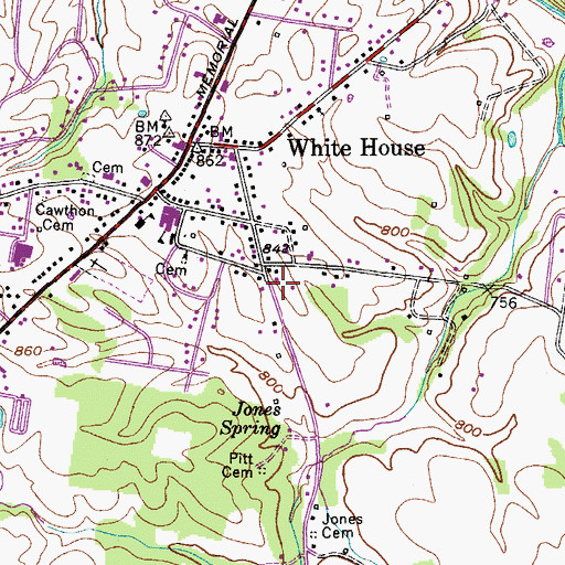 Topographic Map of White House Police Department, TN