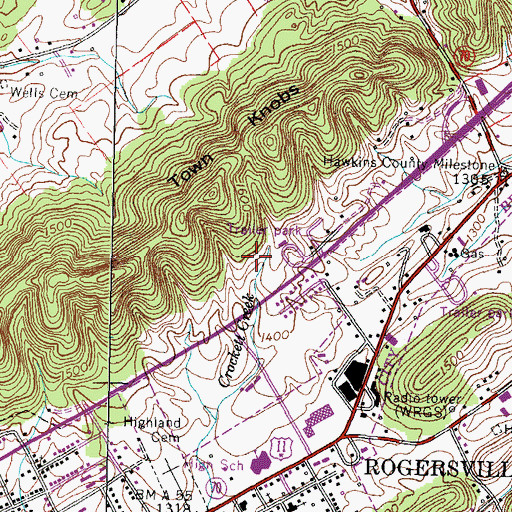 Topographic Map of Hawkins County Sheriff's Office, TN