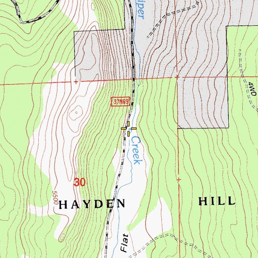Topographic Map of Packwood Reservoir, CA