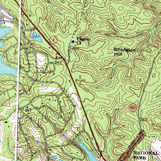 Topographic Map of Locust Grove Post Office, VA