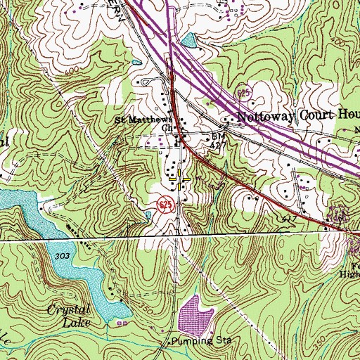 Topographic Map of Nottoway Post Office, VA