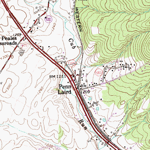 Topographic Map of Penn Laird Post Office, VA
