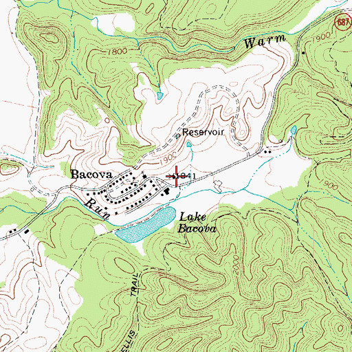 Topographic Map of Bacova Post Office, VA
