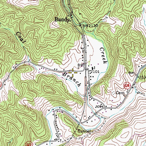 Topographic Map of Bandy Post Office, VA