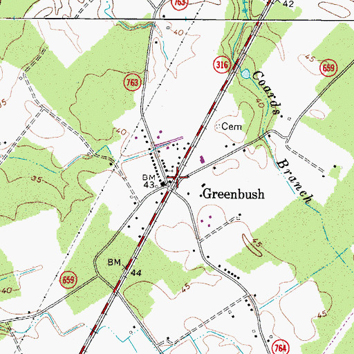 Topographic Map of Greenbush Post Office, VA
