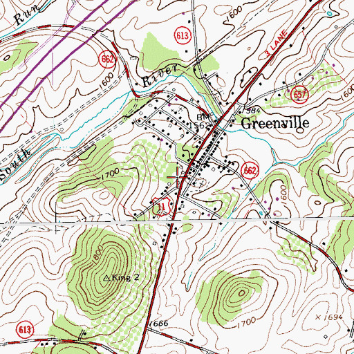 Topographic Map of Greenville Post Office, VA